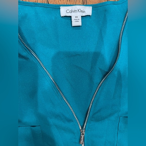Calvin Klein Teal Zip-Front Blouse - Picture 10 of 10